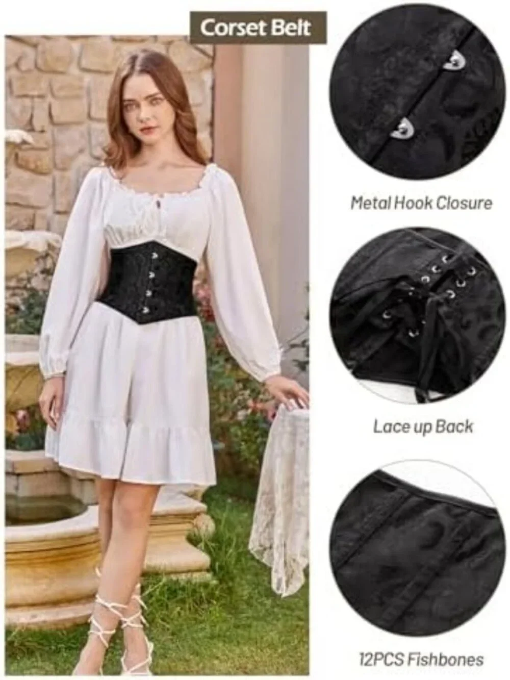 Stylish Fishbone Wide Corset Belt for Women - Trendy Pirate-Inspired Accessory